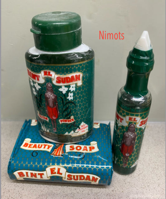 Bint El Sudan Talcum Powder, Perfume Oil and Soap